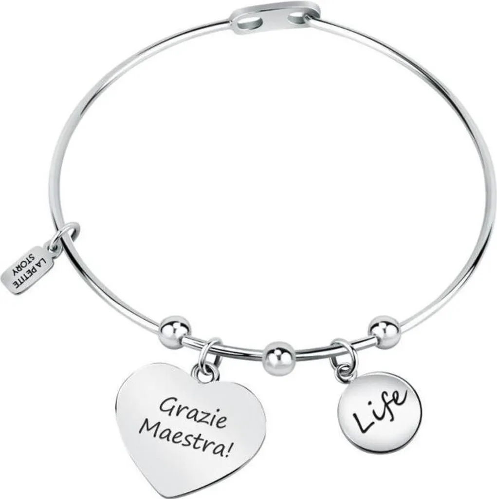 Bracelet maille gourmette femme avec breloques famille en acier gris