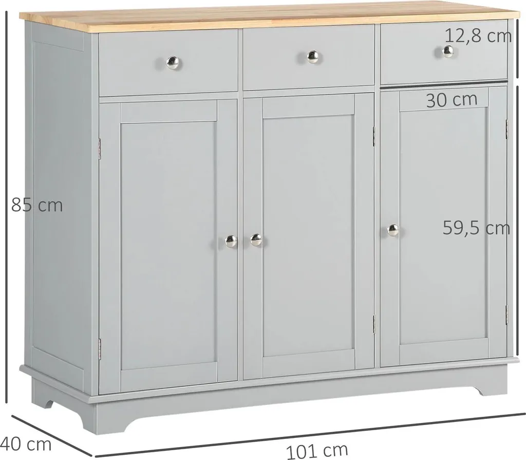 Meuble de Rangement Buffet Gris Clair 101 cm pour Optimiser l'Espace - 6