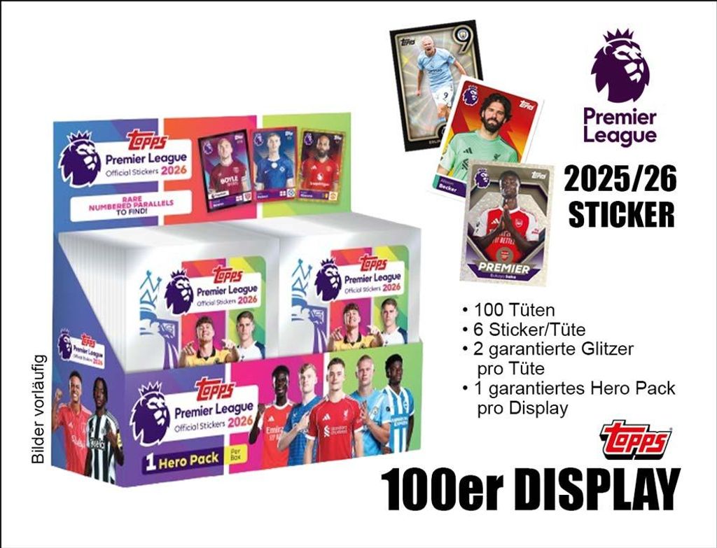 Topps Premier League Sticker 2025/2026 – 100er DISPLAY