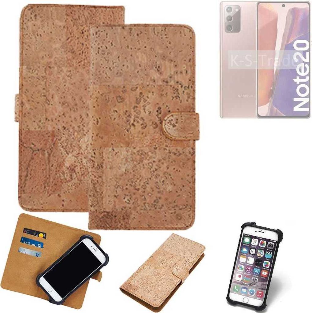 K-S-Trade Hülle kompatibel mit Samsung Galaxy Note20 LTE Kork Handyhülle Cover Schutzhülle TPU Case Bumper in Hellbraun, (1x)