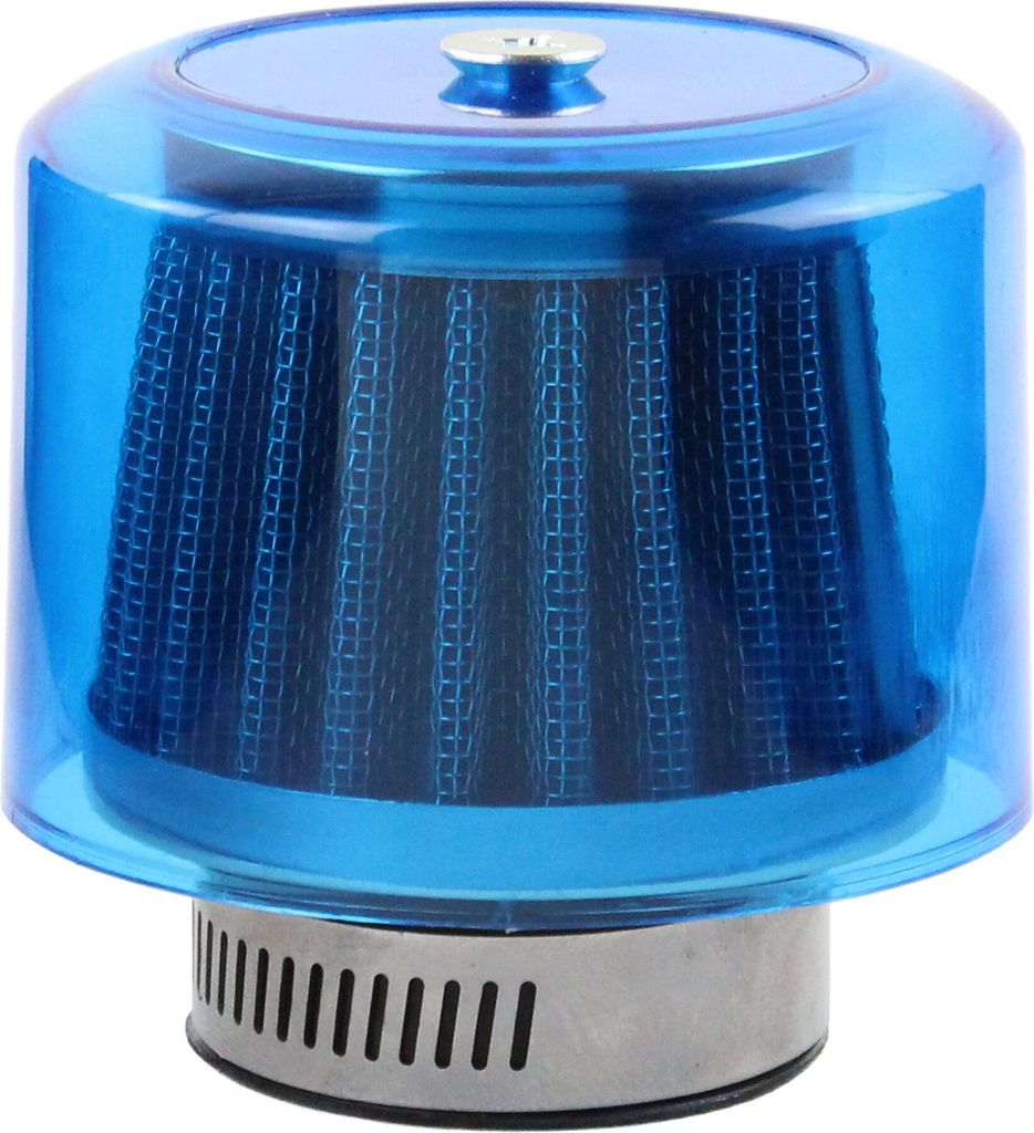 Luftfilter Sportluftlifter Ø 35 mm, kurz, Powerfilter Air-System gerade Ausführung mit blauer Kappe für Motorrad Roller Quad