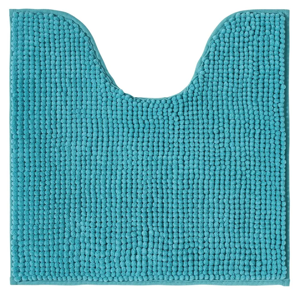 Ensemble Tapis WC suspendu 45x45 cm Bleu Pétrole - Chenille Douce