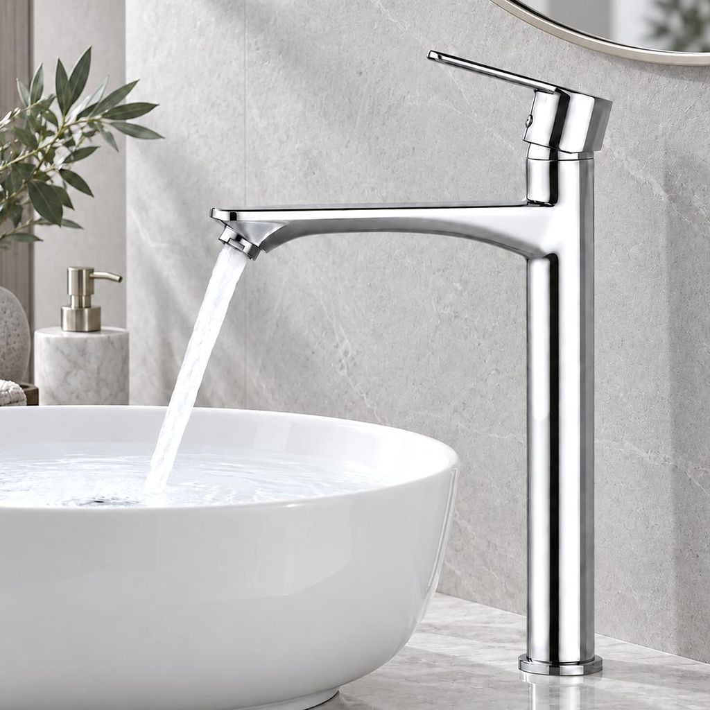Homelody Wasserhahn bad Chrom, hoch Waschbeckenarmatur Produktbild 