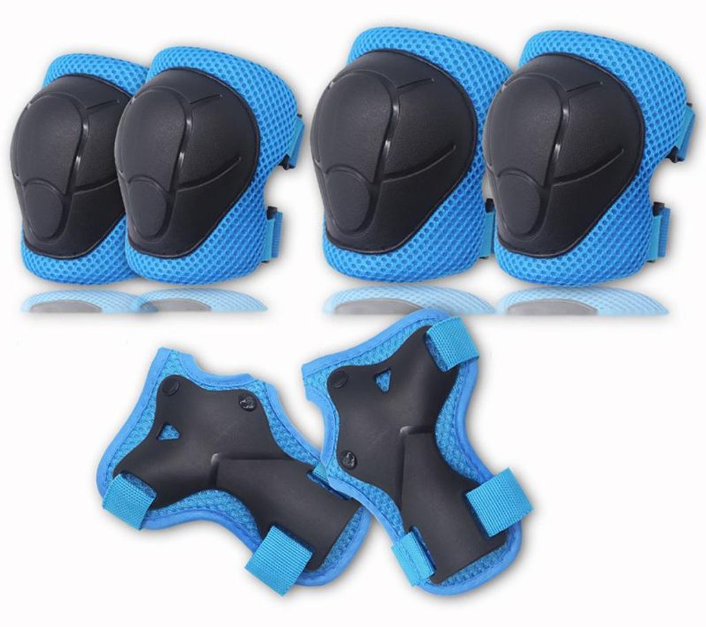 Kinder Rollschuh Schutzset Sechs Teilig Blau, Sporthelm Mit Produktbild 