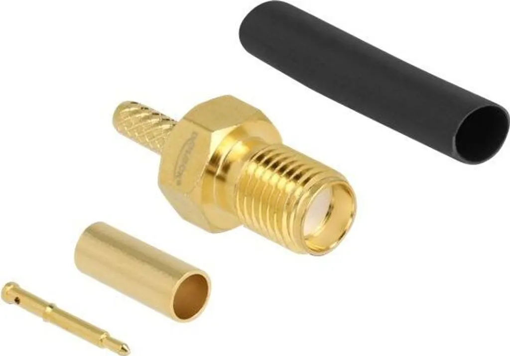 Prise RP-SMA femelle à sertir avec gaine pour câbles coaxiaux minces