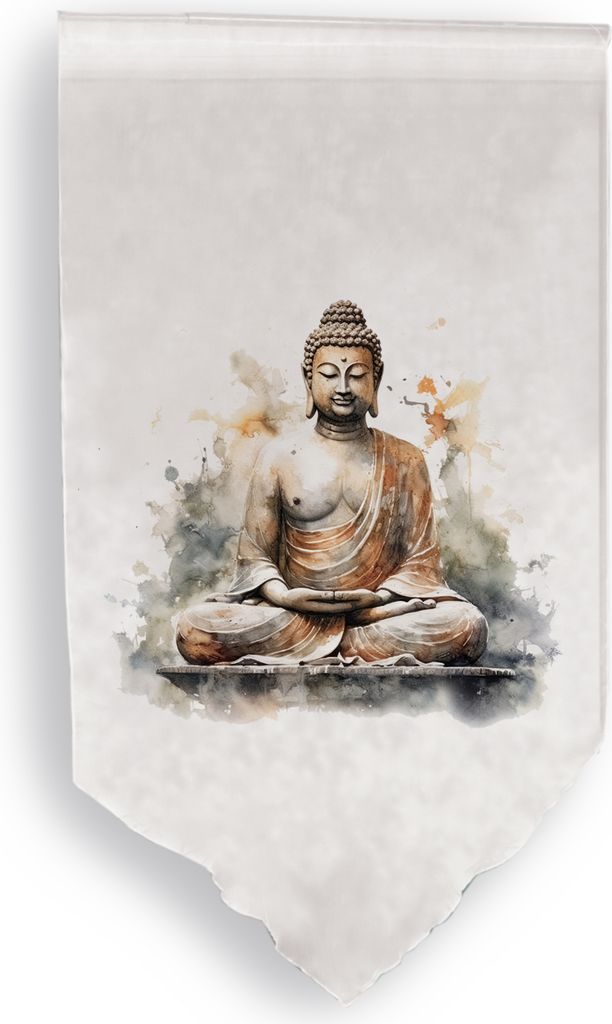 Fensterbehang Scheibengardine Bistrogardine Buddha BxH 40x80cm natur ZEN