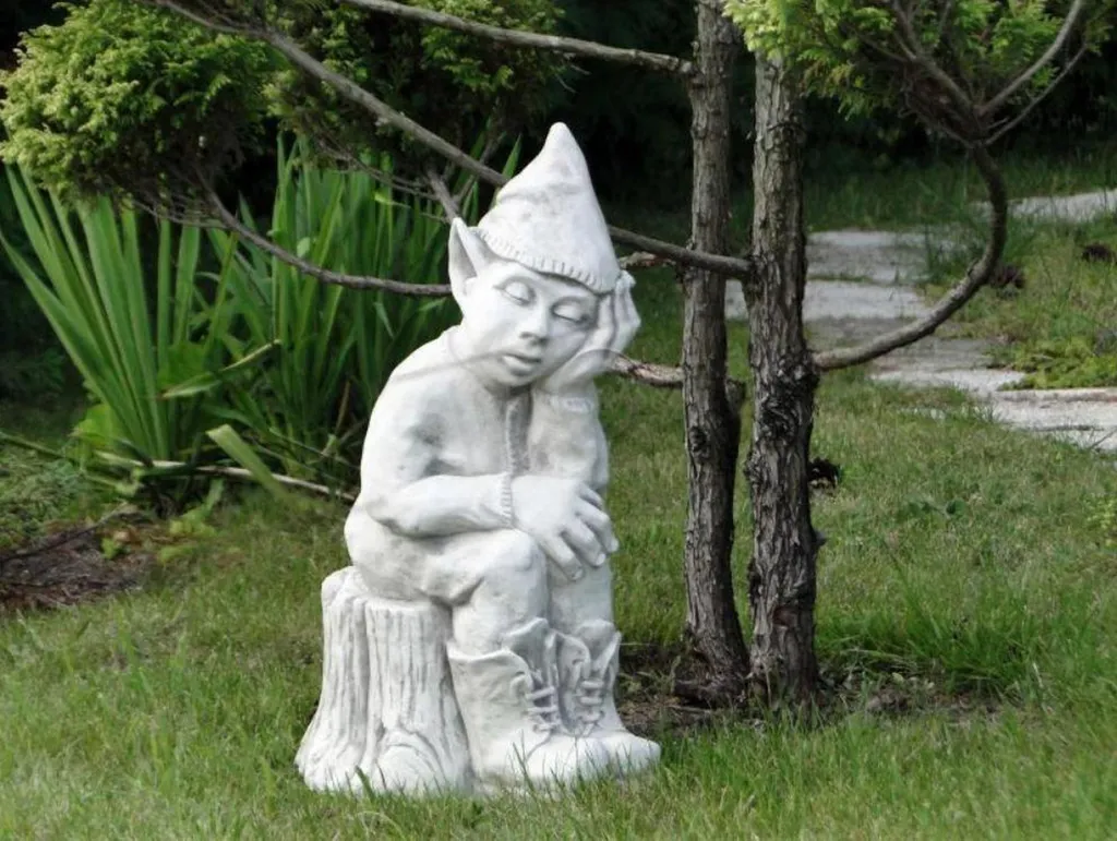 Nain de Jardin S201115 - Statue Décorative en Pierre pour Terrasse