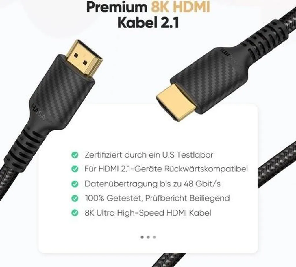 Câble HDMI 2.1 idéal pour console de jeux 4K 124Hz et home cinéma 8K