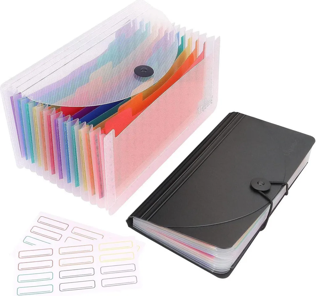 Uquelic Organizer Documenti 13 Tasche - Design Minimal Nero