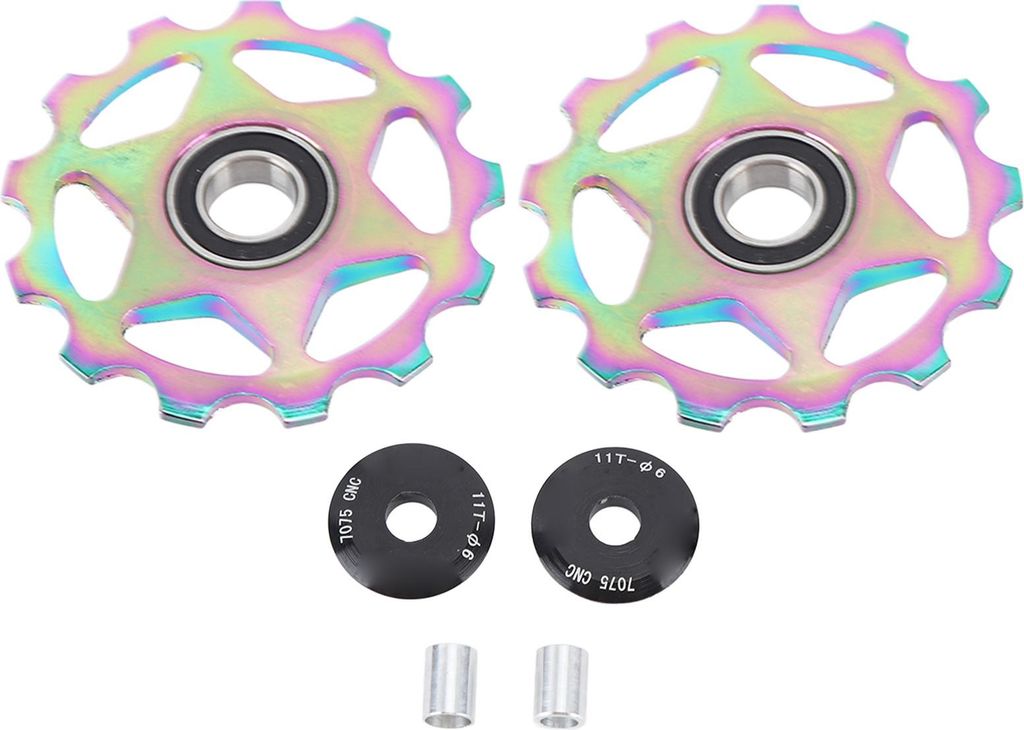 2pcs 11t Aluminiumlegierscheibe Jockeyrad für im hintere Umwerfer Öl Slick Farbmuster Fahrradteile