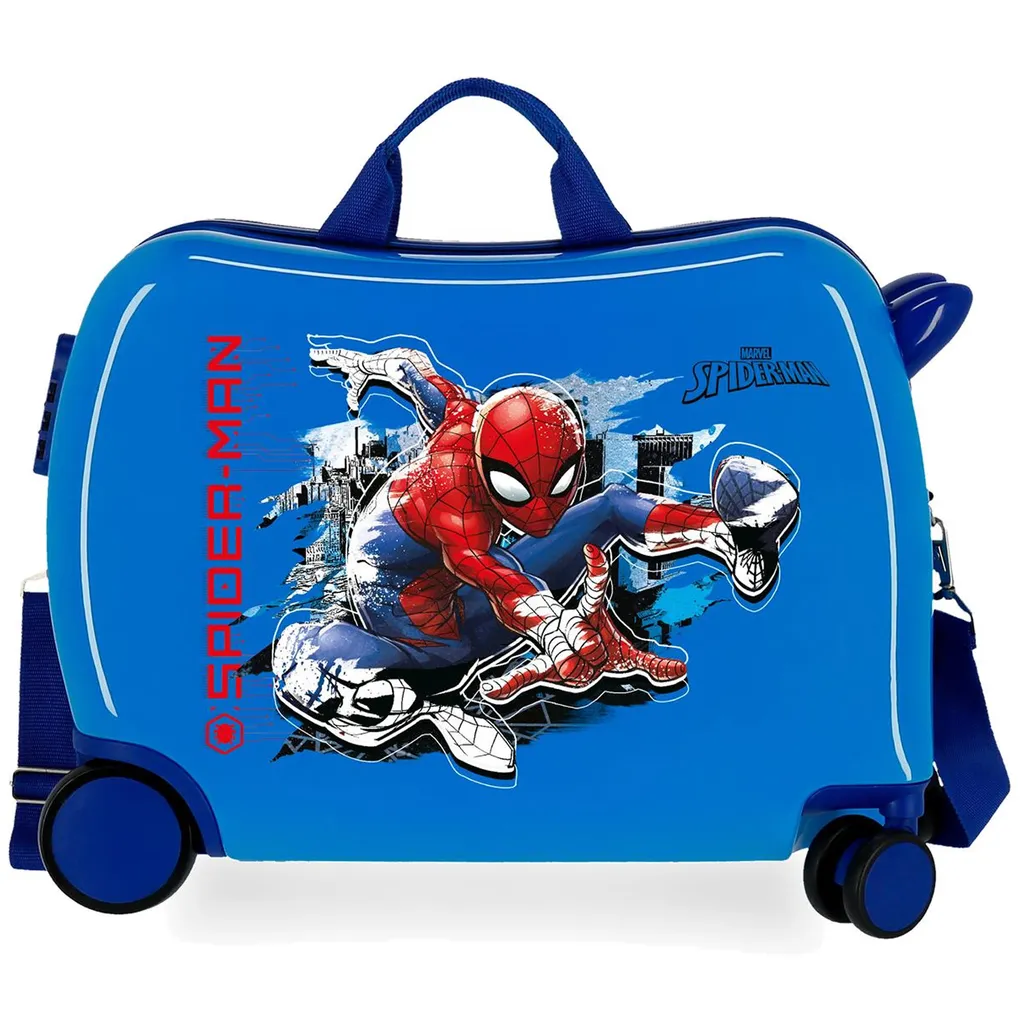 Valise Enfants Spider-Man Rigide 34L avec Siège et Sangle de Traction
