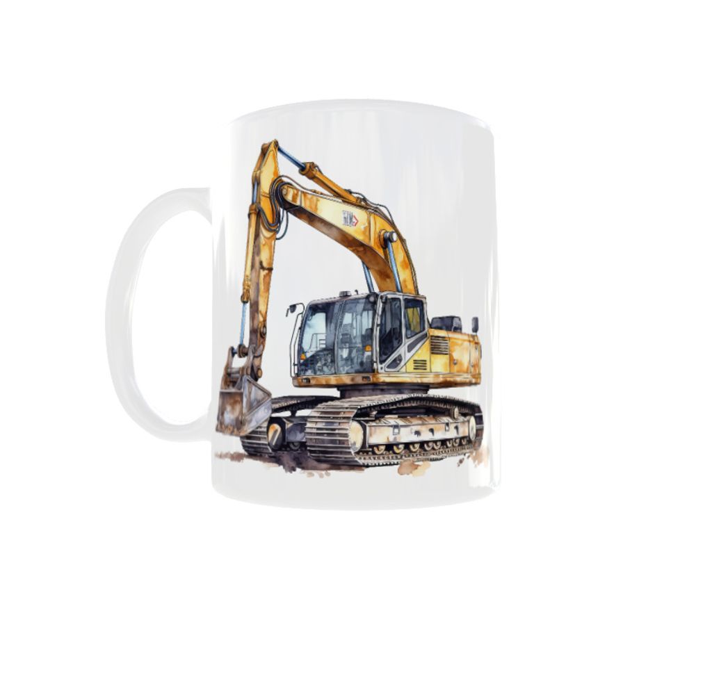 300ml Becher für einen Fan von Construction Loader Excavator Yellow