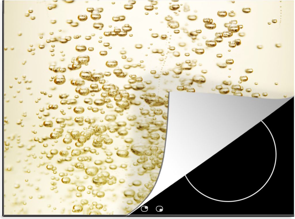 KitchenYeah Herdabdeckplatte Blasen in der Champagne , 57x51cm, Küche Deko, Glaskeramikfeld Herdabdeckung, Abdeckplatte fùr Kochfeld