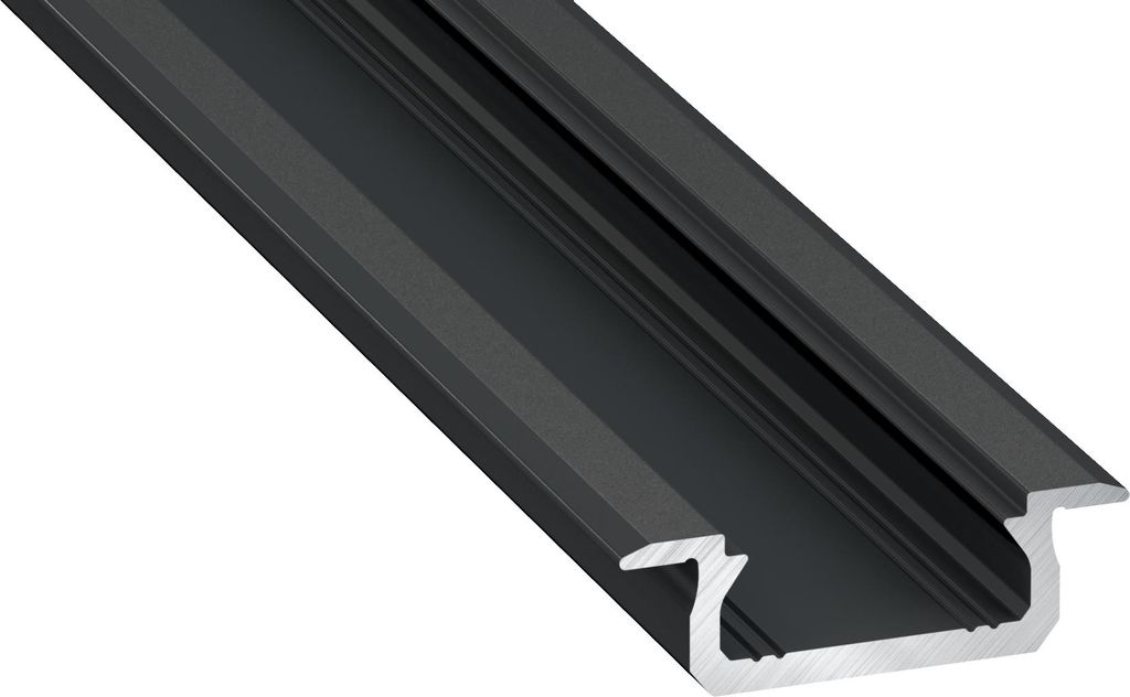 LED Aluminium Profil Leiste Schwarz | Typ Z Vielseitig einsetzbar | Mit Endkappe | Milchig Abdeckung | 1m