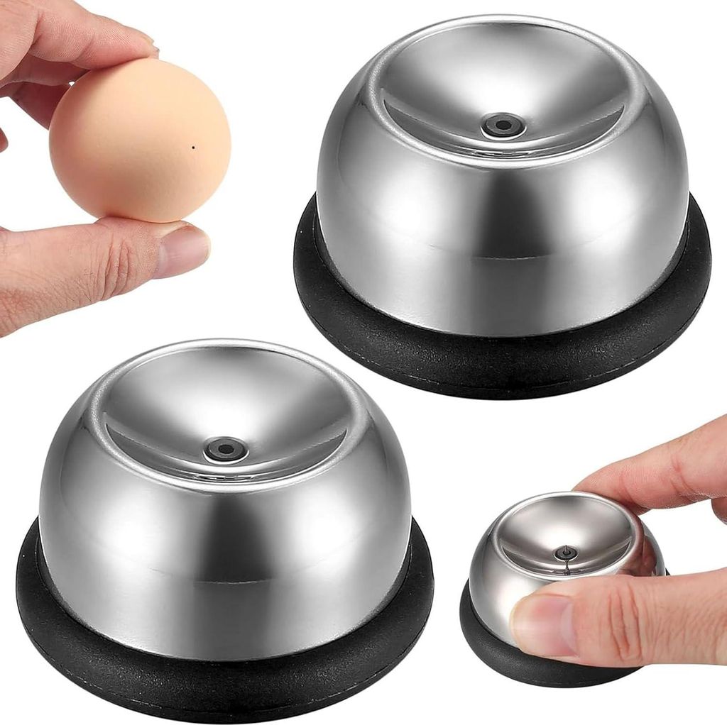 2 Stück Eierpiekser aus Edelstahl, 5,7 cm Durchmesser, 3 cm Höhe, mit Antirutsch-Basis