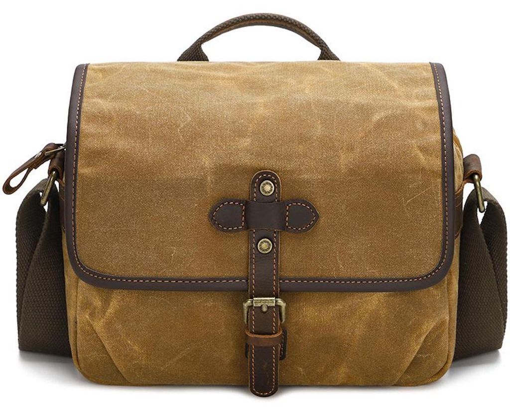Canvas Kamera Tasche Messenger mit Trennfächern Größe L Gelb