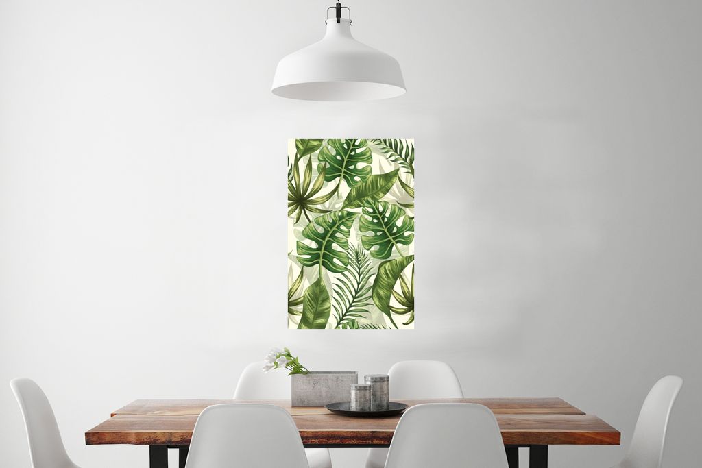 MuchoWow Poster Monstera - Illustration - Weiß - Mädchen - Kinder - Jungen 40x60 cm - Plakate für die Wand - Poster Babyzimmer