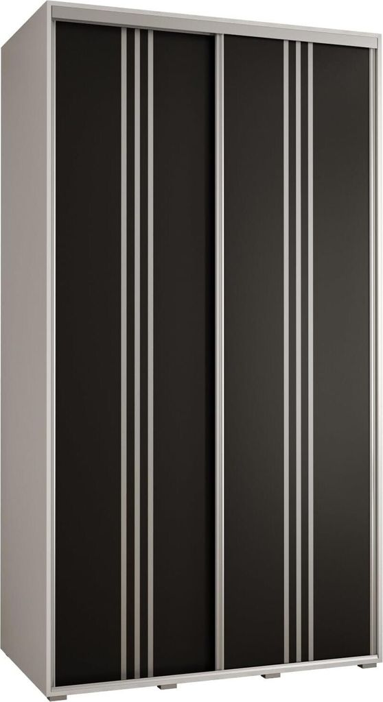 MEBLE KRYSPOL Davos 6 Schrank, zwei Türen - 235,2x140x60 cm - Weiß Schwarz Silber