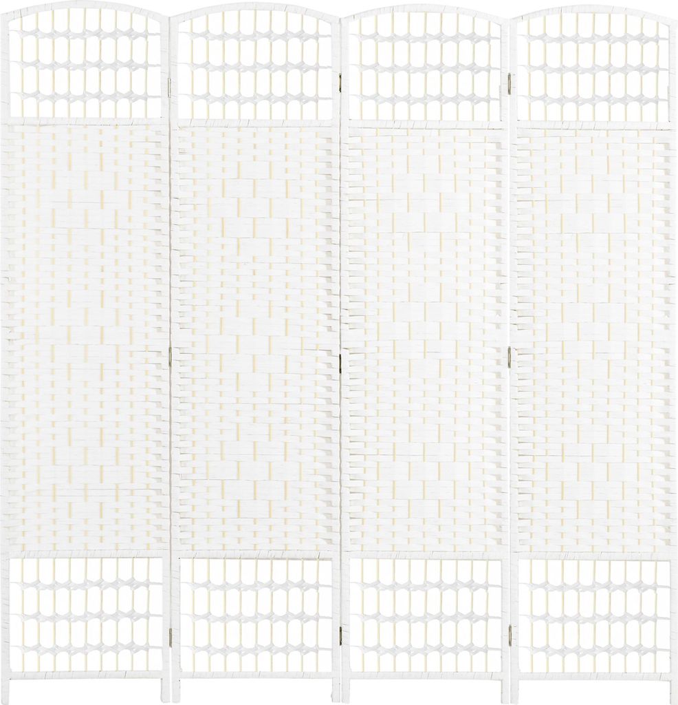 Paravent 4-teilig 160 x 170 cm Faltbar Raumteiler Trennwand aus Wellenfaser Trennwand für Wohnzimmer, Weiß, für vielseitige Verwendung
