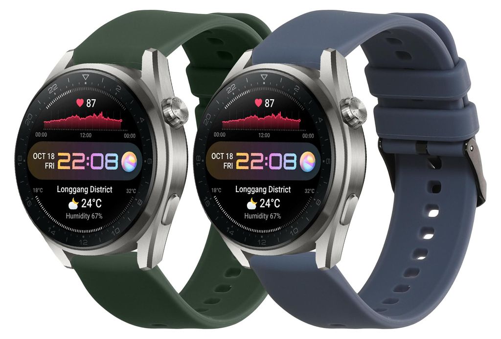 kwmobile 2x Uhrenarmband für Huawei Watch 4 Pro / Watch 4 / Watch 3 Pro / Watch 3 Armband - Fitnesstracker Band Set aus TPU Silikon - Ersatzarmband
