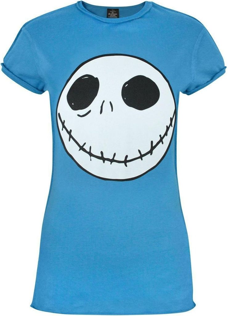 Nightmare Before Christmas - T-Shirt Umgekehrte Naht für Damen NS8378 (XL) (Blau)