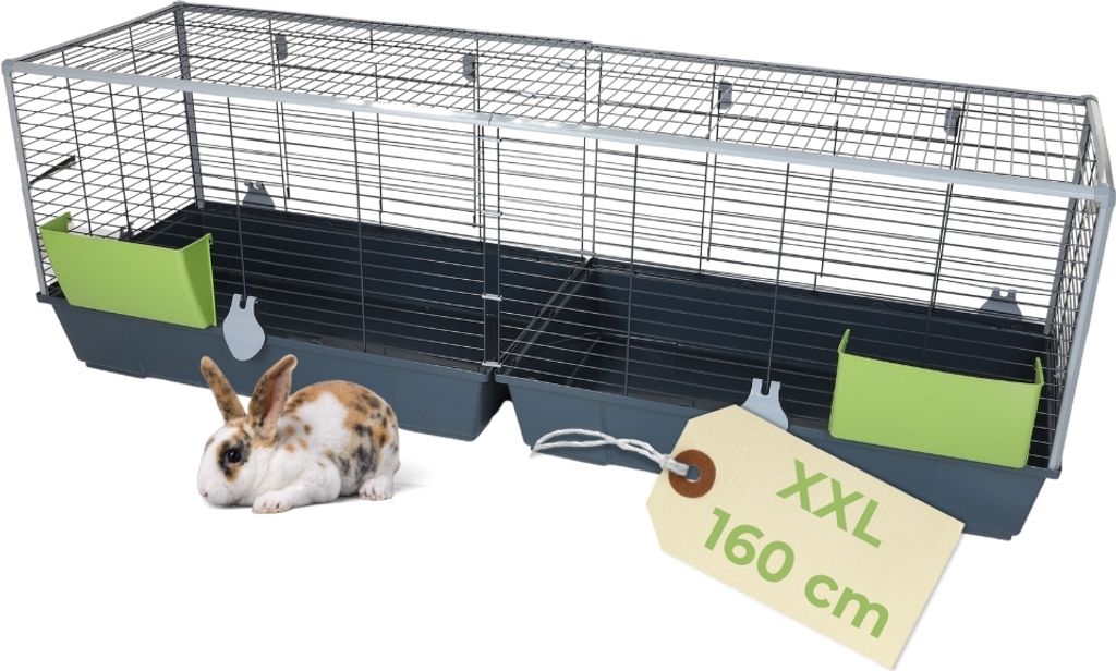 Kaninchenkäfig XXL Indoor Kaninchenstall 160 Meerschweinchen Käfig Hasenkäfig Kaninchenkäfig XXL drinnen draußen Hasenstall inkl. Heuraufe Kle...