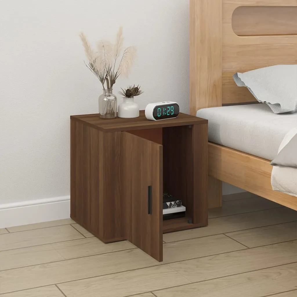 Table de nuit aspect chêne marron rustique et robuste pour chambre