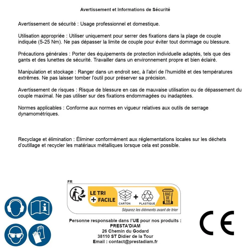 Clé Dynamométrique D-Work 1/4 pouce 5-25 Nm de Haute Précision - 6