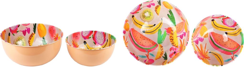 FURNARO Schalen Fruit Party 2er-Set - bunt, Metall, rund, glänzend