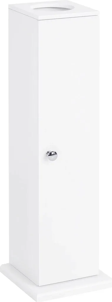 Armoire de bain étroite blanche autoportante avec étagères modulables