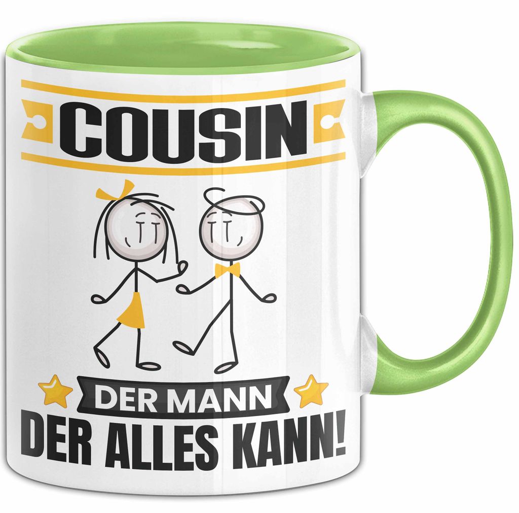 Cousin Tasse Geschenk für Cousin Der Mann Der Alles Kann Geschenkidee zum Geburtstag (Grün)