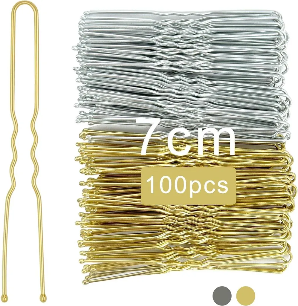Épingles à cheveux en U Argent et Or 7cm - Lot de 100 Bobby Pins Métal