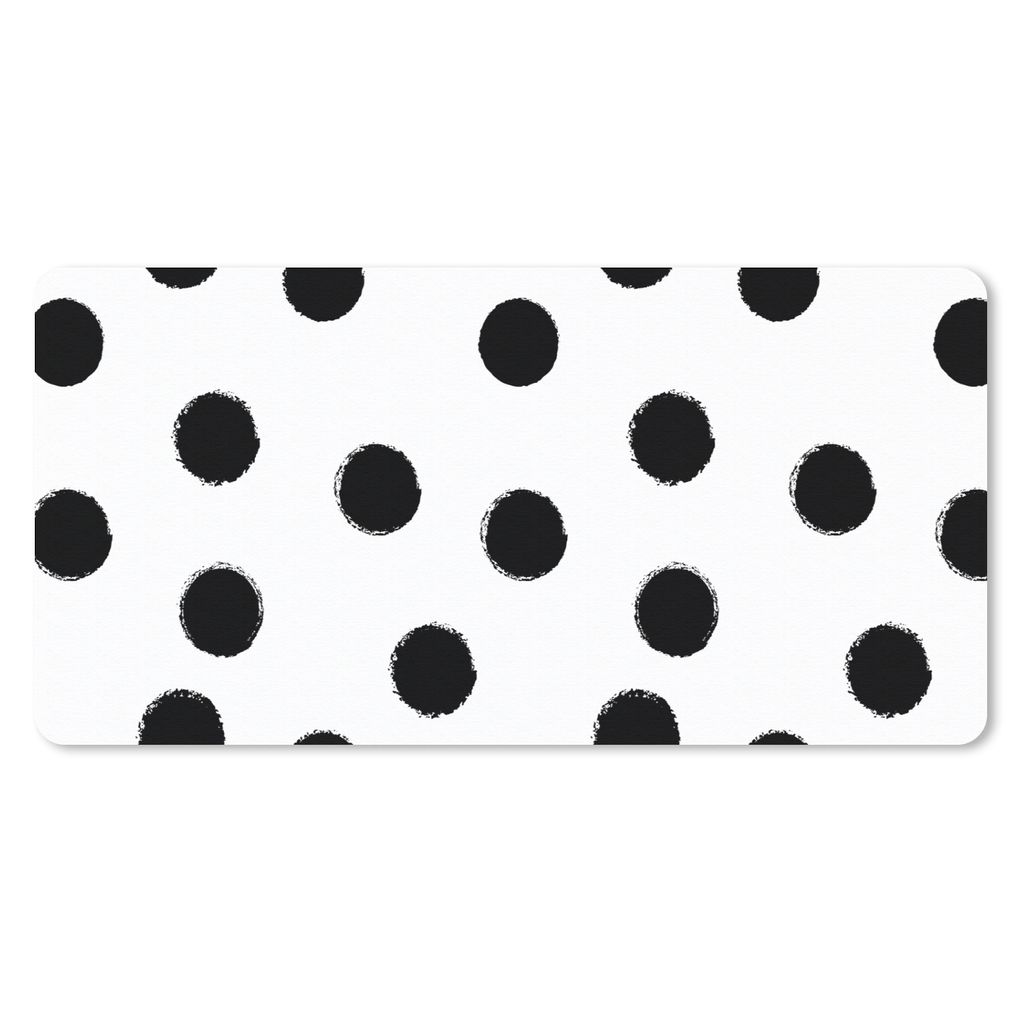 MuchoWow Schreibtischunterlage Polka dots - Muster - Schwarz und weiß 80x40 cm - XXL Mauspad - Gaming Mauspad