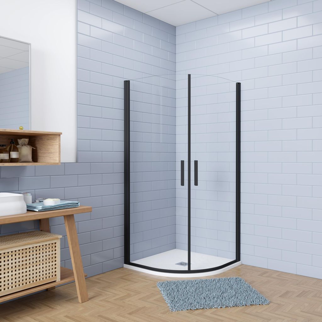 90x90xH.195cm Runddusche Drehtür Dusche Viertelkreis Produktbild 