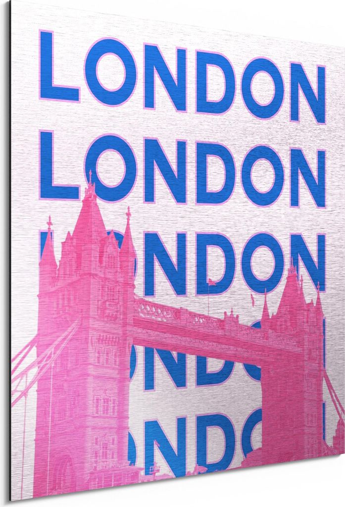 DEQORI Alu-Dibond Bild Silber 30x30 cm 'London Calling' Wandbild Metall dünn Design