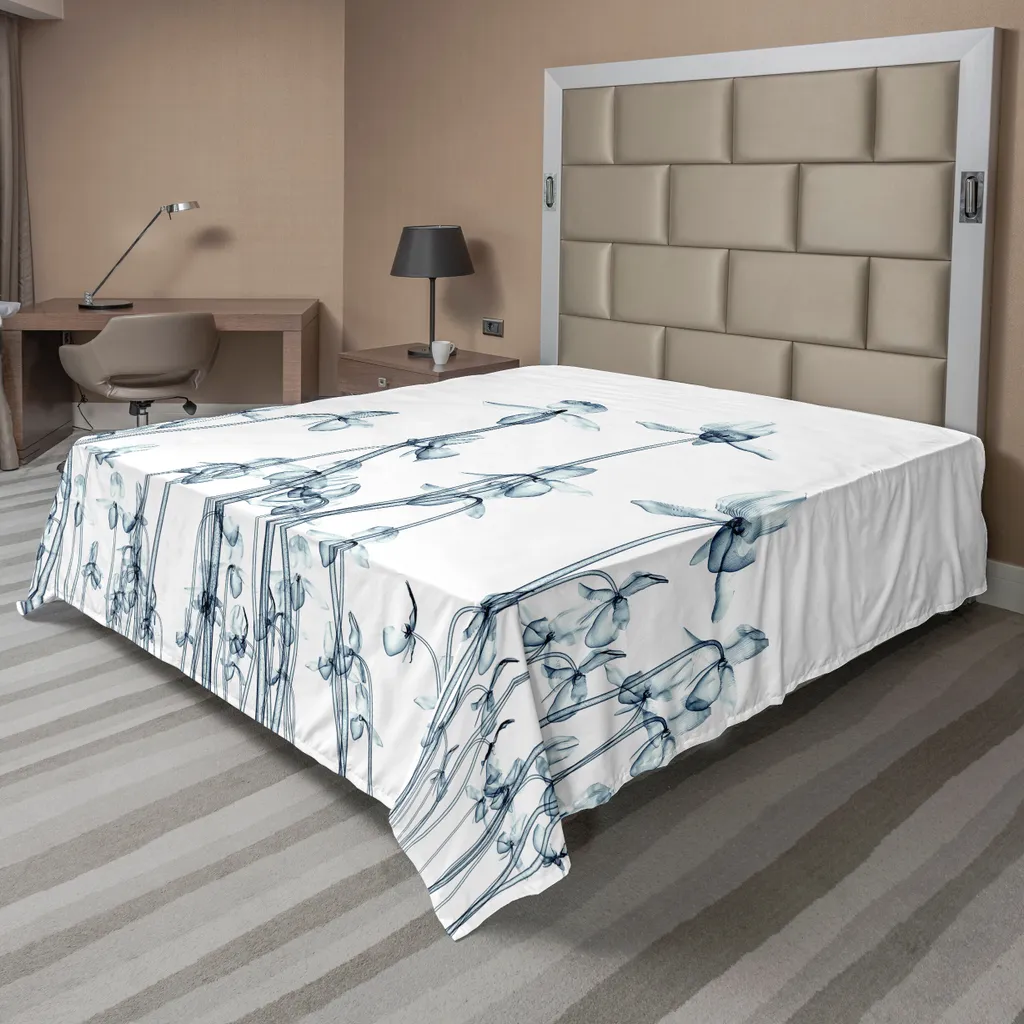 Drap de lit doux orchidées art rare bleu sarcelle, textile haute qualité