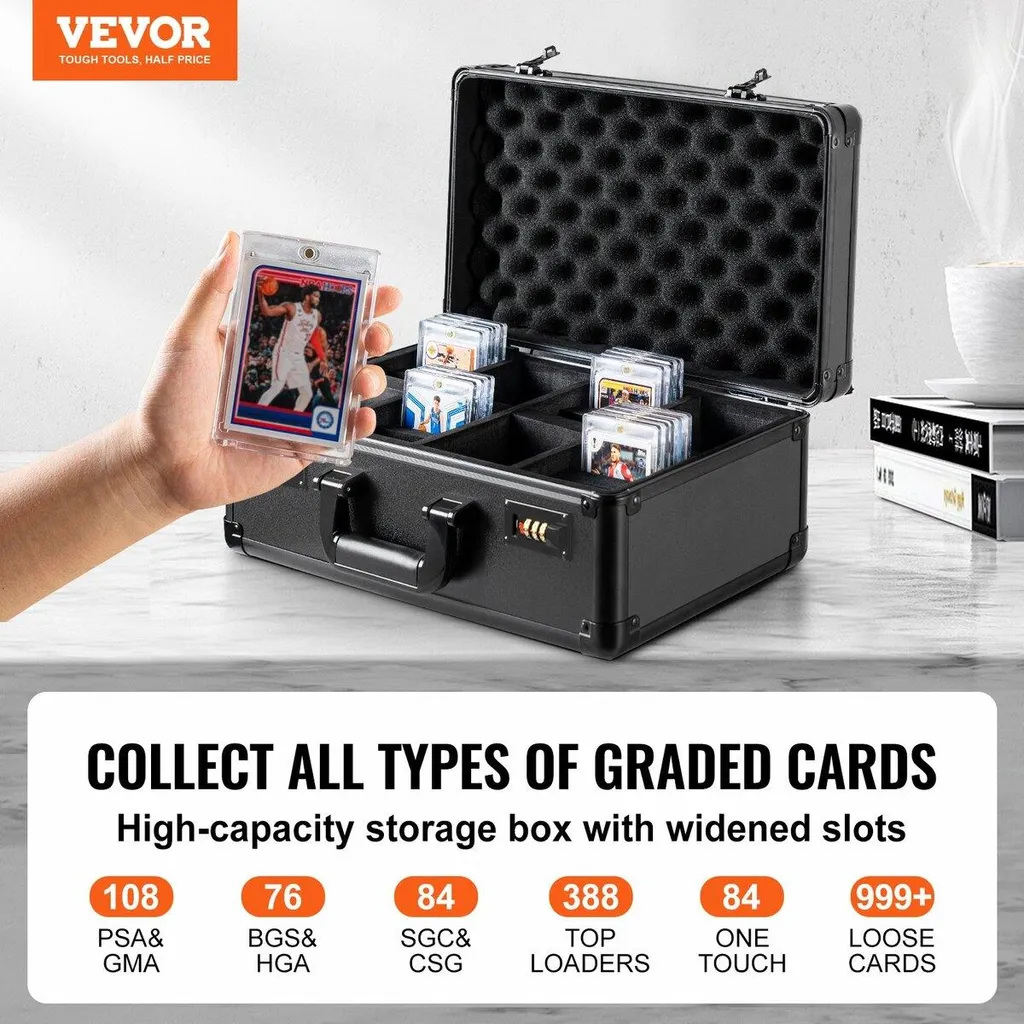 Boîte de rangement PSA 108 cartes classées avec serrure à code noir