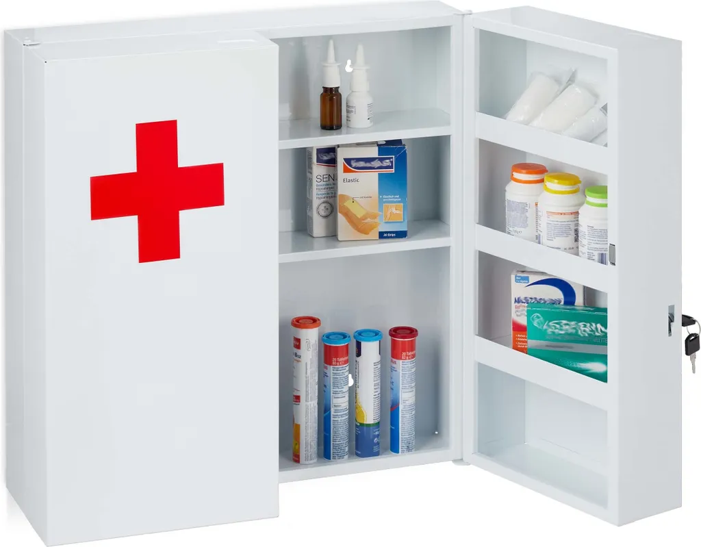 Armadietto Medicinali Relaxdays XXL Bianco in Acciaio | 11 Scomparti 53cm
