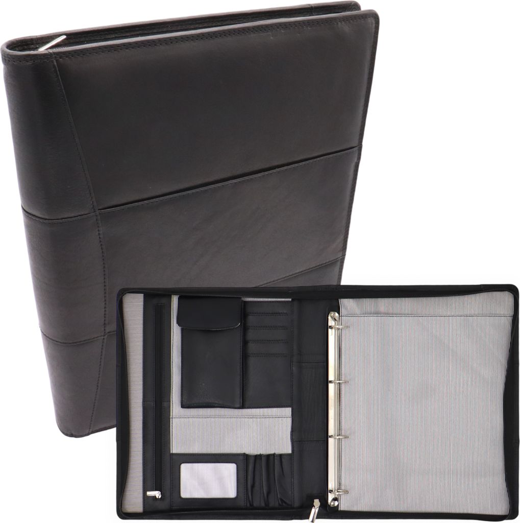 Safekeepers Leder-Schreibmappe A4 – Konferenzmappe – Dokumentenmappe A4 – Schwarz