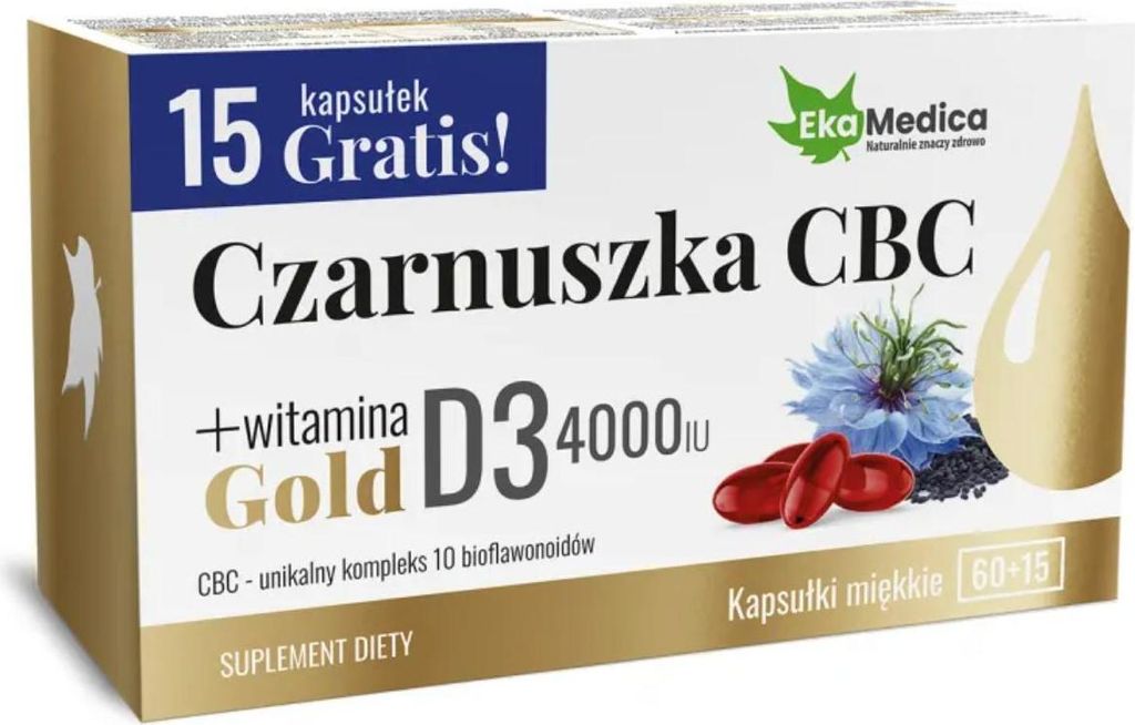 Ekamedica Czarnuszka CBC Gold, 75 kapsułek Zdjęcie produktu 