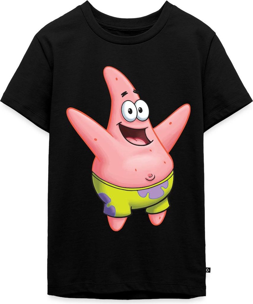 Spreadshirt Spongebob Schwammkopf Patrick Star Design Teenager Premium T-Shirt, 146/152 (10 Jahre), Schwarz
