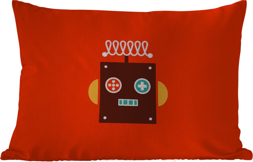 MuchoWow Outdoor Kissen - Roboter - Formen - Gesicht - Orange - Jungen - Kinder - 50x30 cm - Wetterfest - Lounge Kissen - Sofa kissen - Wohnzimme...