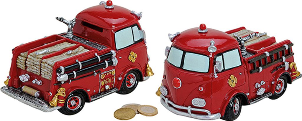 Spardose Nostalgie Feuerwehrauto 19 cm Figur Sparschwein Produktbild 3