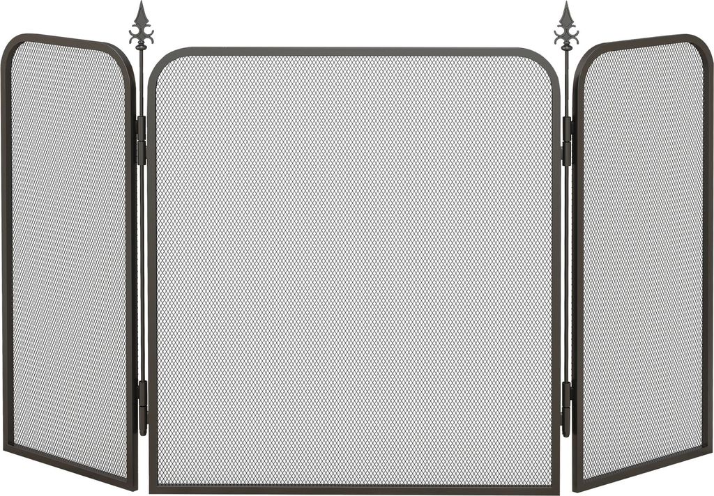 Kaminschutzgitter – Faltbares Kamingitter mit 3 Paneelen – Funkenschutzgitter für Wohnzimmer – Schlafzimmer – Metall – 96 x 56 cm – Sc...