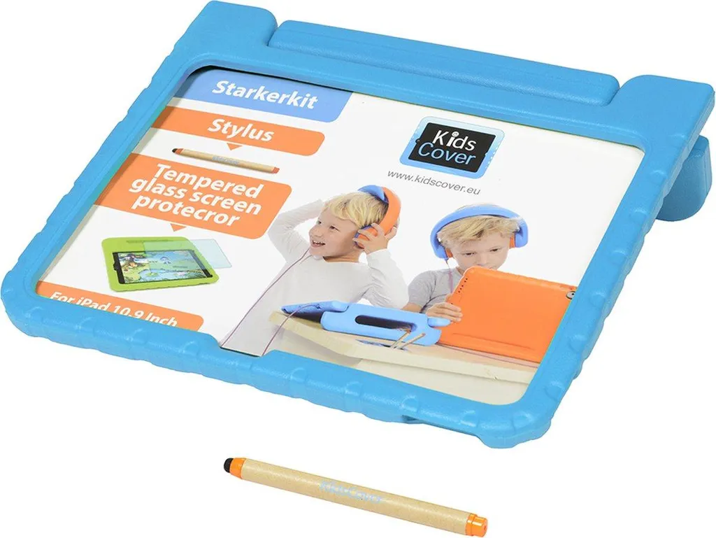 Coque de protection iPad 10.9 pour enfant avec poignée et vitre bleu