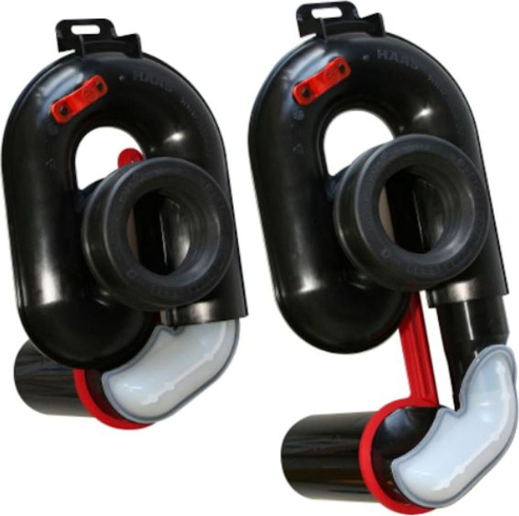 Two black HAAS OHA Urinalabsaugsiphon units are shown against a white background.