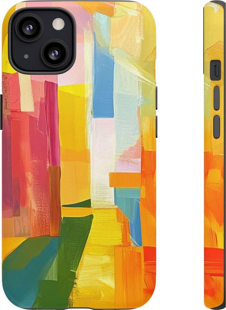 Bunte geometrische Pinselstriche – Hülle Kompatibel mit iPhone 13