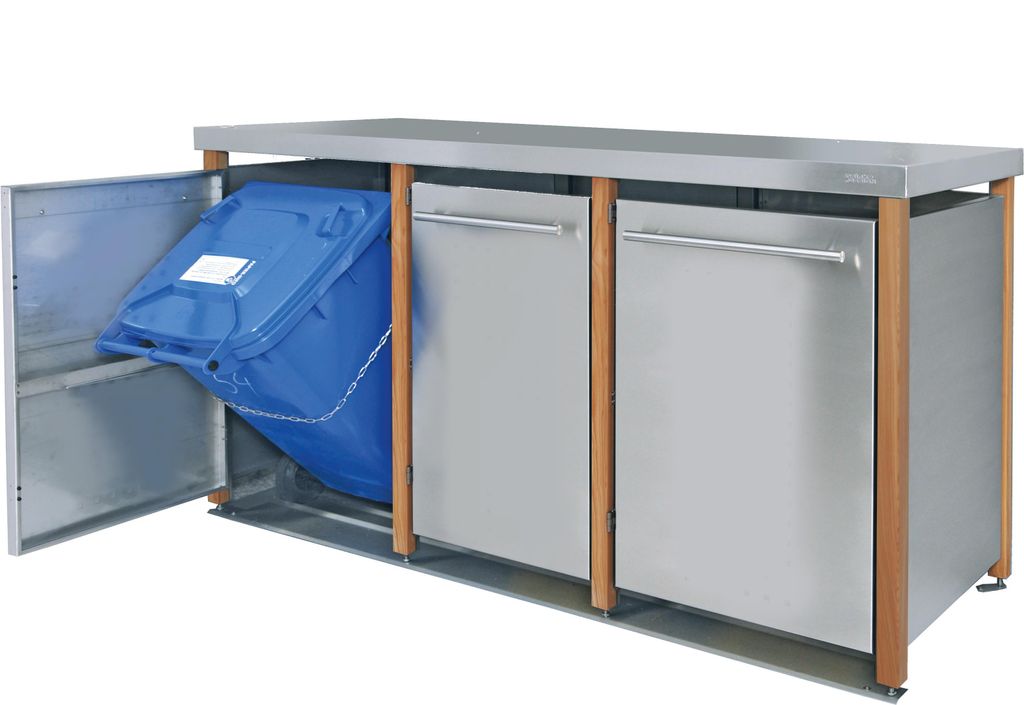 Müllbox Typ-LD, 3x 240l, Türfarbe Edelstahl