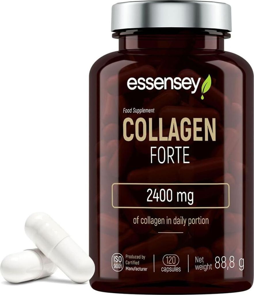 ESSENSEY - Collagen Forte I 2400mg pro Tagesdosis I 120 Kapseln I Hydrolysiertes Kollagen Typ I SOLUGELŽ I Labor I 60 Tagesdosen I Leicht zu schlu...