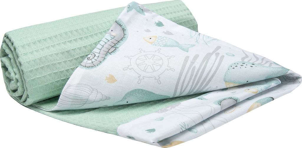 Babydecke für babys Baumwolle Waffle, 75x100, Ozean